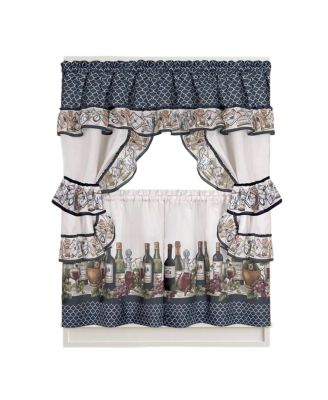 French Chateau Complete Rod Pocket 3 Piece Cottage Kitchen Curtain Set - 58 in. W x 24 in. L
