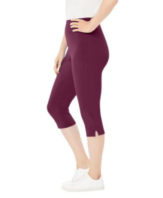 Plus Size Within Stretch-Cotton Knit Pull-On Capri Leggings
