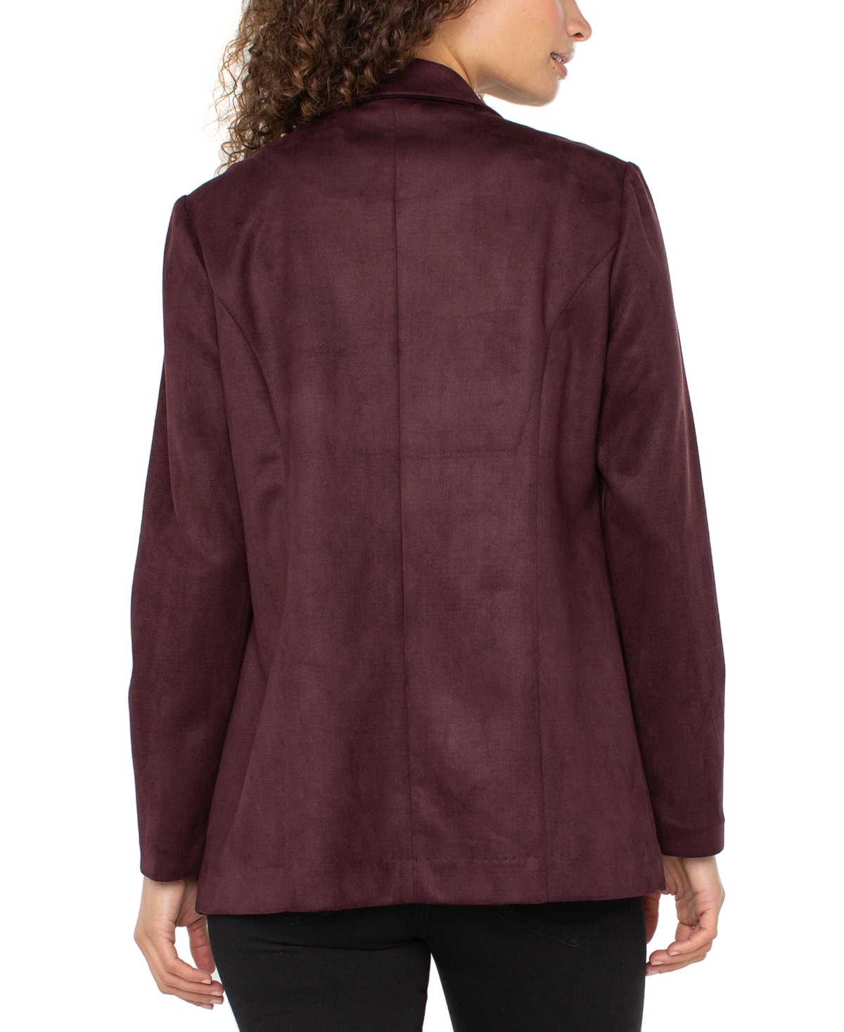 Liverpool Los Angeles Open Front Faux Suede Blazer In Burgundy