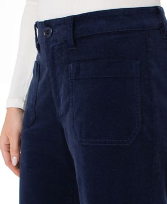 Women's Mid-Rise Crop Wide-Leg Corduroy Pants 