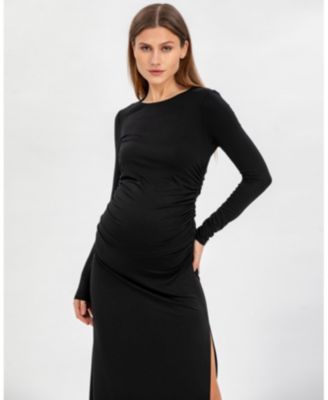 Maternity Boat Neck Maxi Daphne Dress with Side Ruching