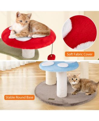 Cute Mushroom Cat Tree 48'' Tall Cat Tower w/ Sisal Scratching Posts Top Condo
