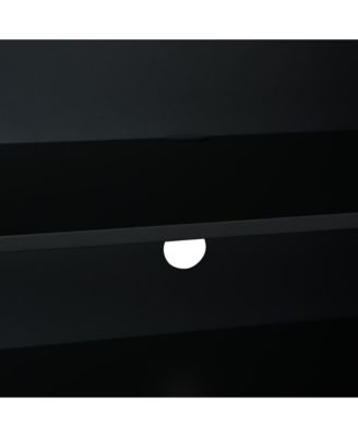 Streamdale Rattan Buffet Cabinet - Black, Push-to-Open, Adjustable Shelves