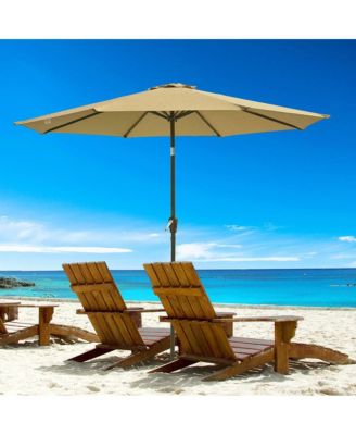 9FT UV50+ OLEFIN Outdoor Patio Umbrella with Base Crank Tilt Fade Resistant for Garden Beach Pool Deck Market Porch Backyard Cafe,Tan