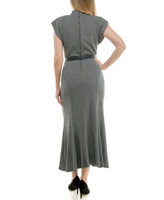 Women's Belted Mock Neck Dress