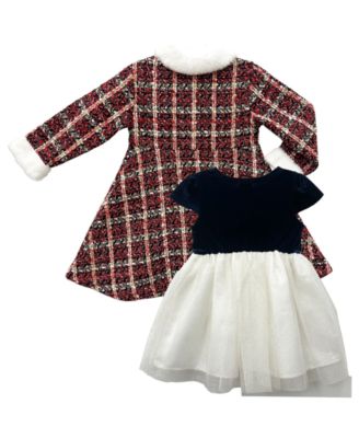 Girls' 2T-6X Swing Coat and Dress, 2-Piece Set