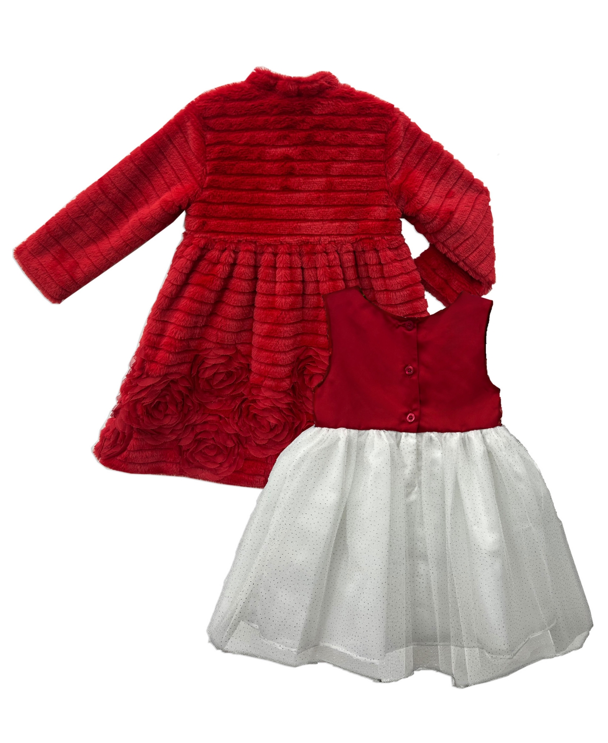 Blueberi Boulevard Girls 2T-6X 3-Piece Rosette-Embellished Coat, Dress and Purse Set
