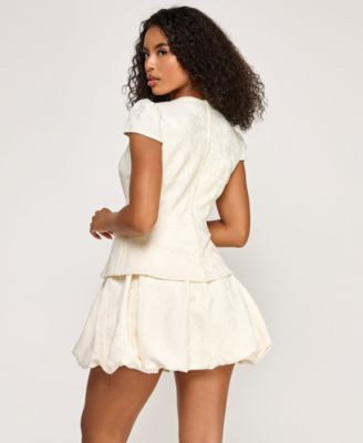 Juniors' Bow Trim Bubble Hem Short Dress