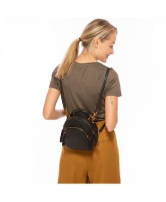 Small Black Leather Backpack Purse for Women Convertible Crossbody Bag  Women's Handbag