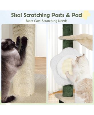45'' Tall Cat Tree Flower Multi-level Pet Activity Center Furniture w/Sisal Post