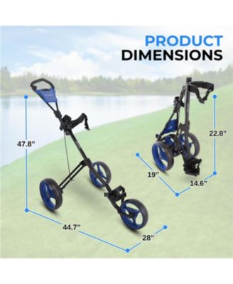 Foldable 3-Wheel Golf Push Cart with Deluxe Scorecard Holder