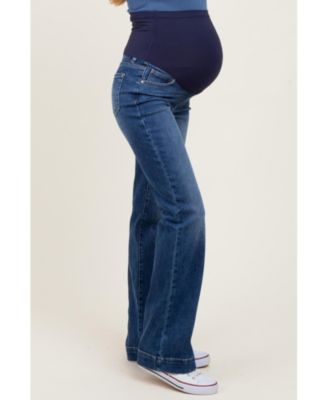 Maternity Navy Blue Wide Hem Bootcut Jeans