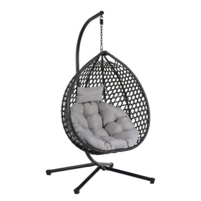U STYLE Sturdy Hammock Chair with Stand Durable Hanging Egg Chair Rattan Weaving Indoor Outdoor Swing