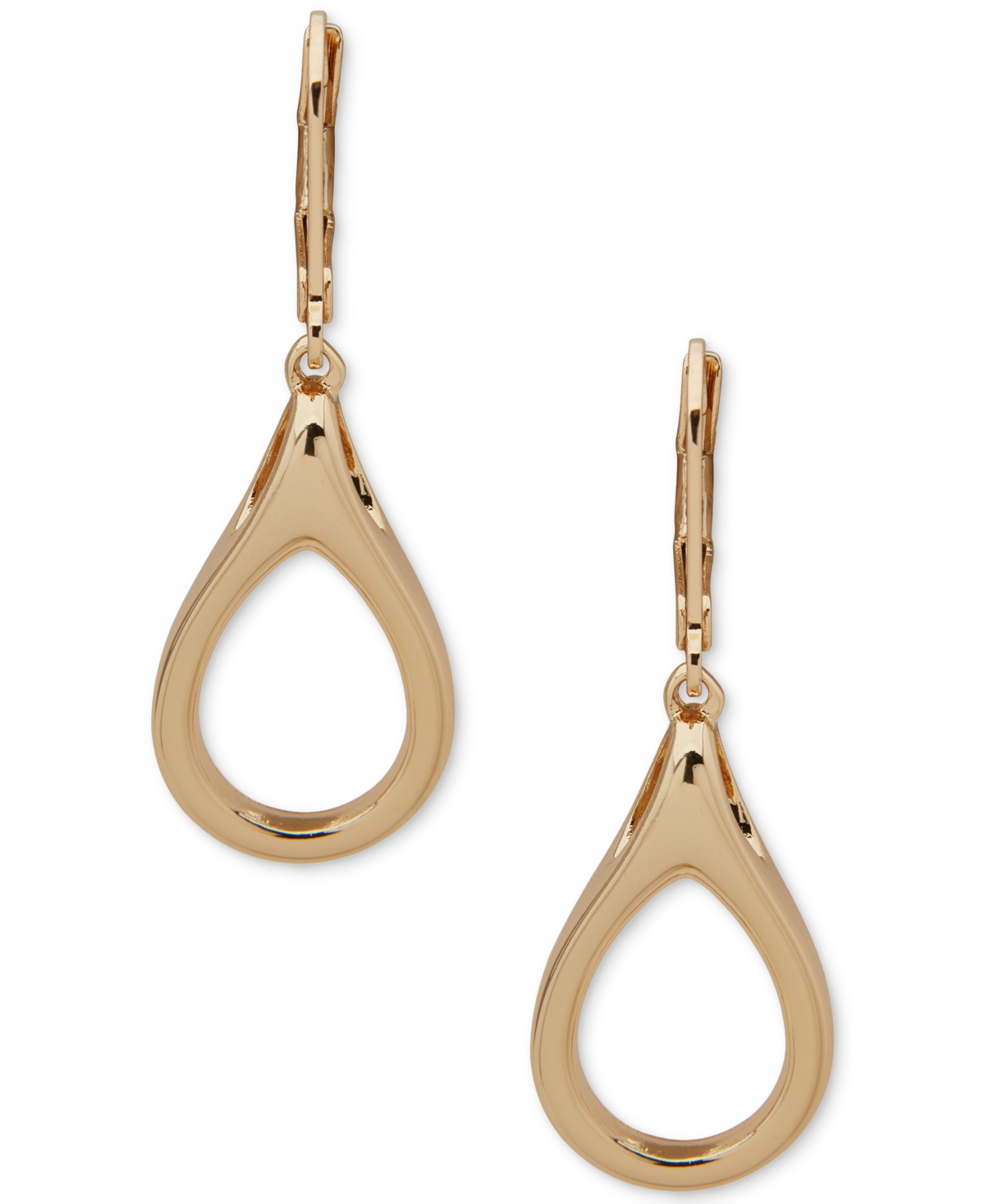 Anne Klein Gold-tone Open Orbital Teardrop Design Drop Earrings In Multi