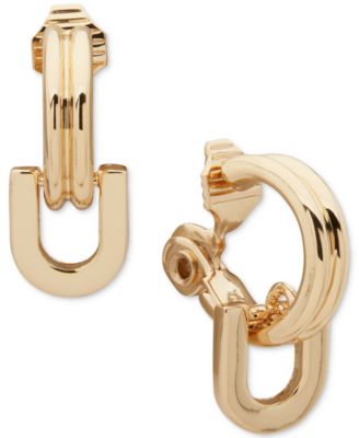 Anne Klein - Gold Tone 18MM Hoop Drop EZ Comfort Clip Earrings