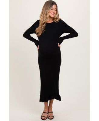 Pinkblush Maternity Ivory Ribbed Knit Bow Back Maxi Dress - Macy's