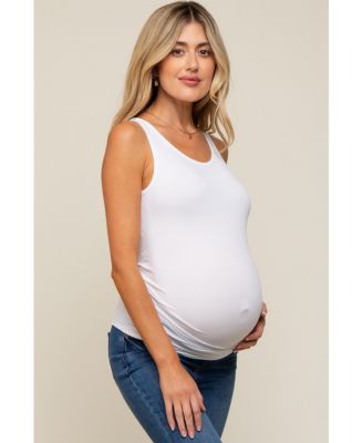 White Basic Seamless Maternity Tank