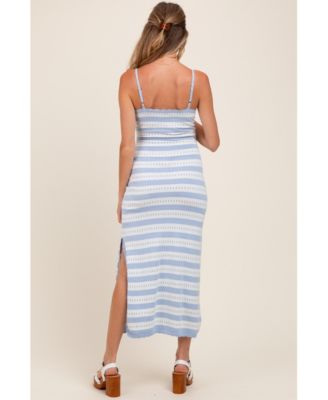 Maternity Light Blue Patterned Sleeveless Maxi Dress
