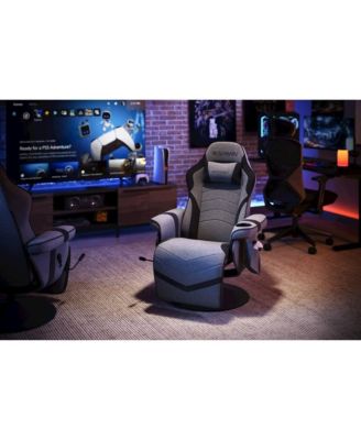 Reclining Gaming Chair with Footrest - Gray Fabric