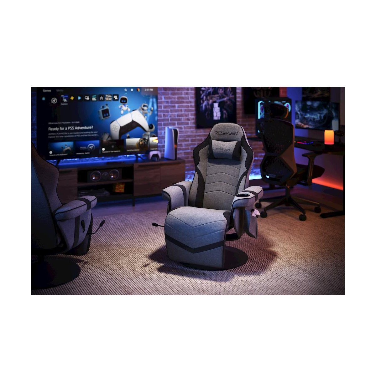 Respawn Reclining Gaming Chair with Footrest - Gray Fabric