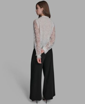 Women's Long Sleeve Lace with Rhinestone Top