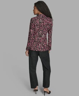 Women's Printed One Button Long Sleeve Blazer