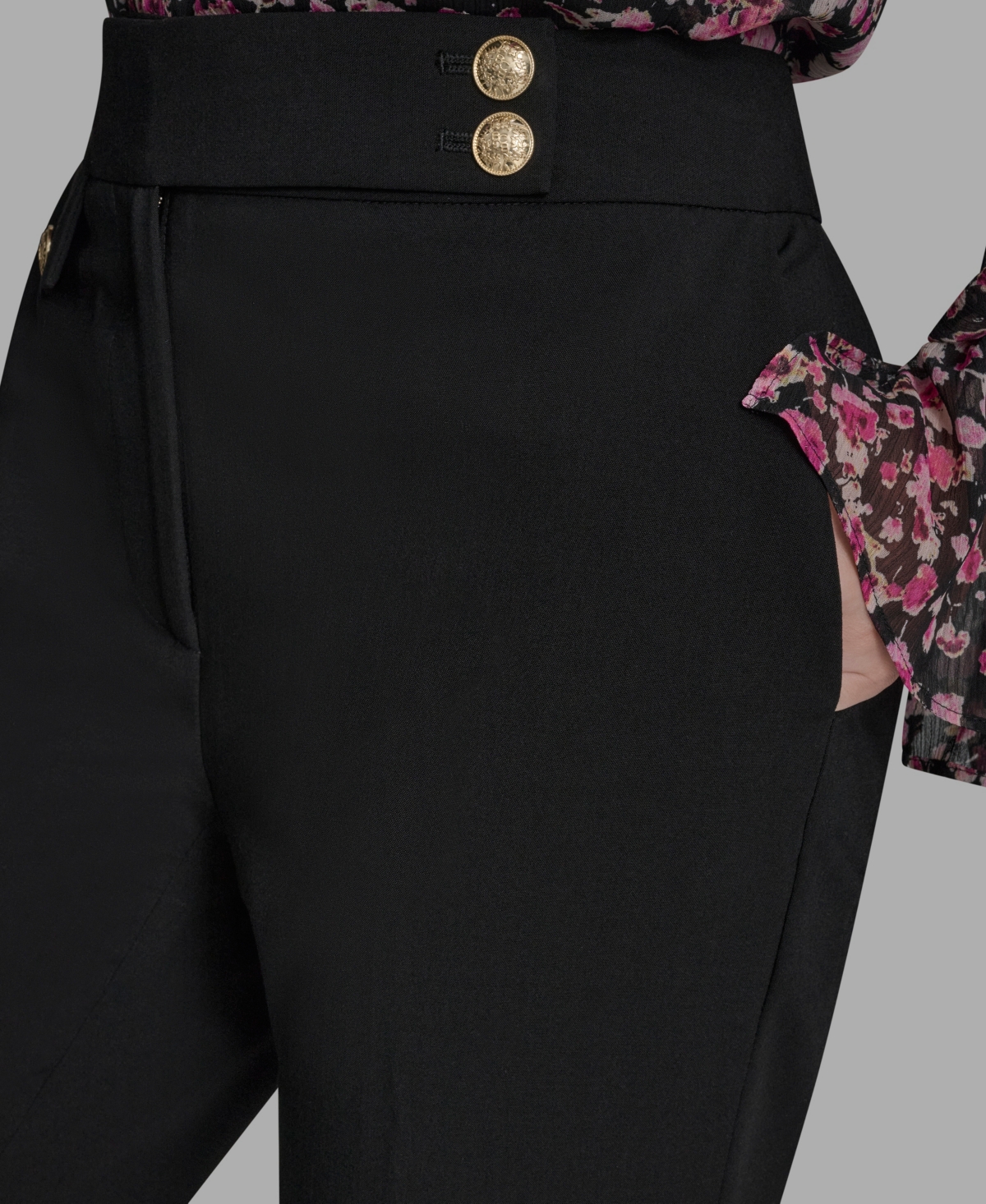Bcbg Women's Flat Front Two Button Tab Mid Rise Pants