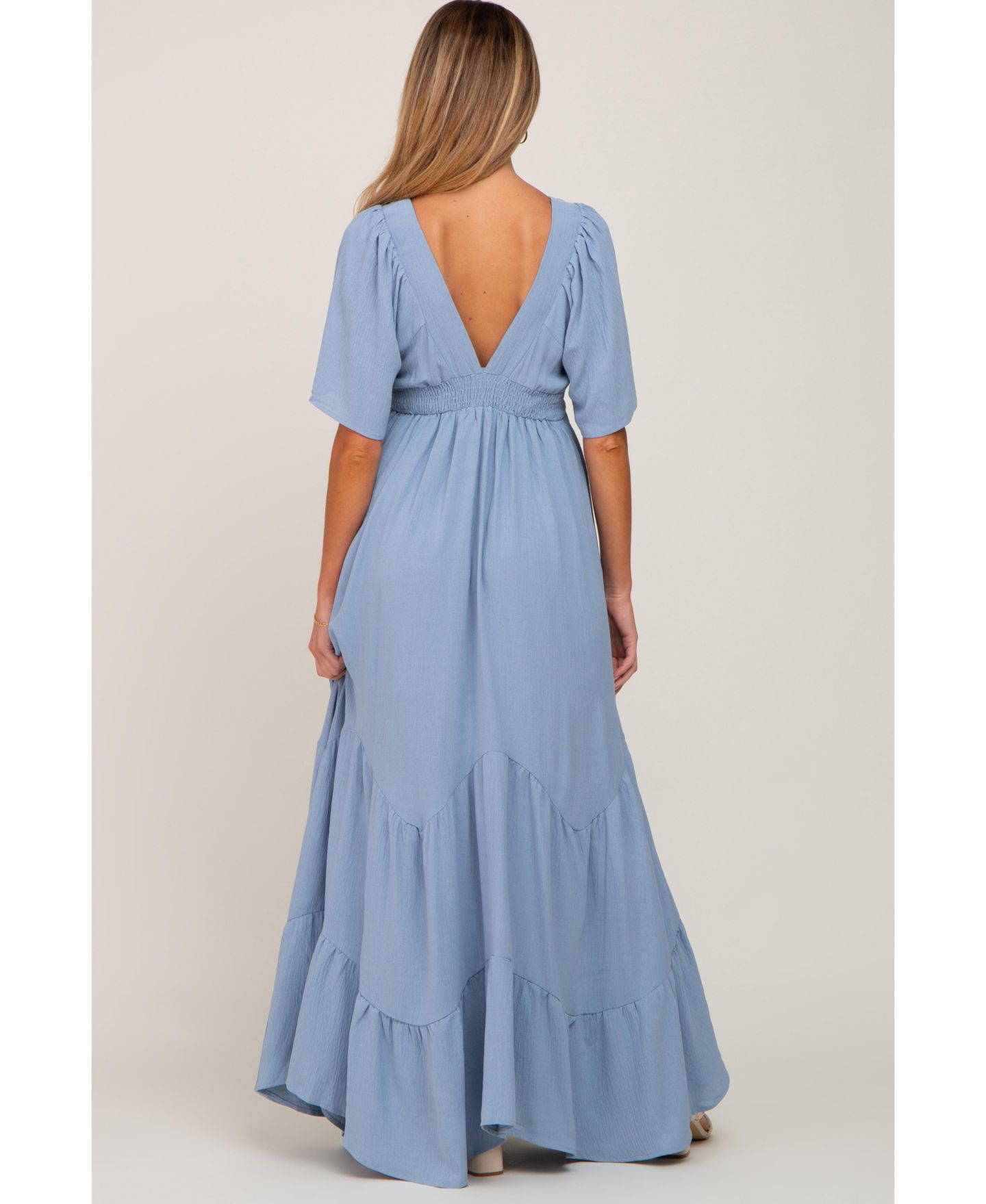 Женское платье Pinkblush Light Blue Deep V-Neck Maxi, цвет: Светлый синий — фото 3