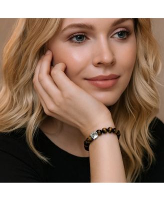 PawZee Tiger's Eye Paw Print Charm Bracelet