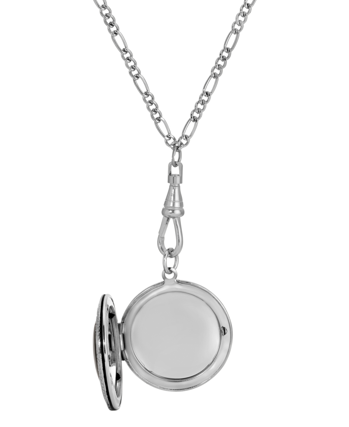 2028 Black Floral Decal Locket Necklace In Black