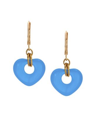 Gold Tone Heart Drop Leverback Earrings