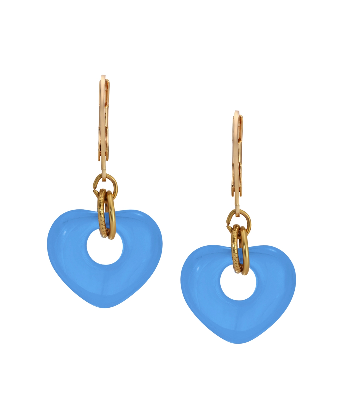 2028 Gold Tone Heart Drop Leverback Earrings In Blue