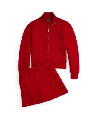 Girls' 7-16 Quilted Cable-Motif Jacket