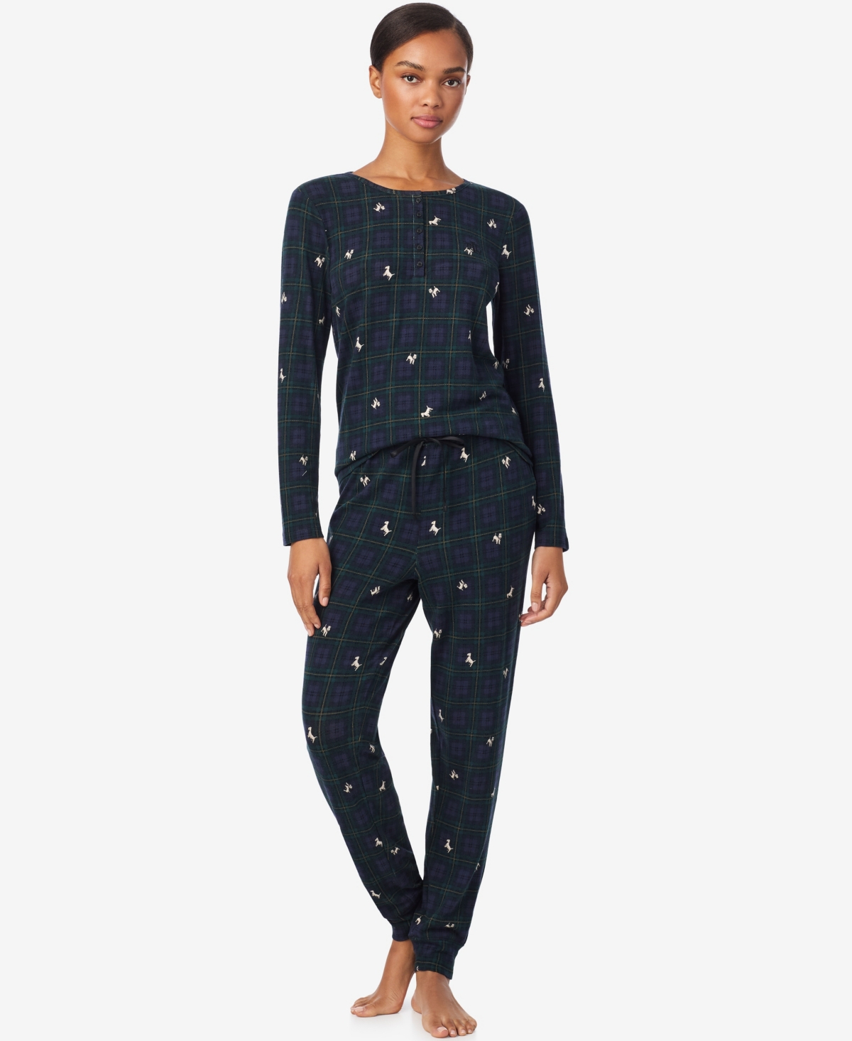 Lauren Ralph Lauren Women's Long Sleeves Henley Jogger Pajama Set