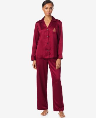 RALPH LAUREN　TAILORED　PAJAMA Lauren Ralph Lauren Women's Long Sleeves Notch Collar Pajama Set