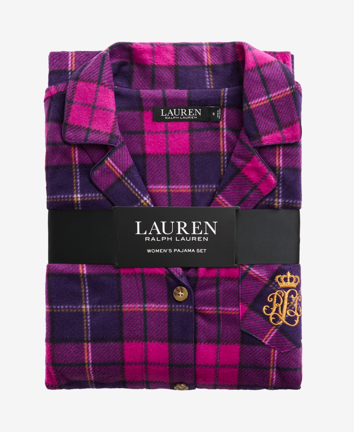 Ralph Lauren Plus Size Long Sleeves Notch Collar Pajama Set In Purple