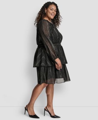 Plus Size Long Sleeve Jewel Neck Dress