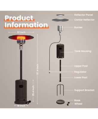 48000 BTU Outdoor Propane Patio Heater with Cover and Wheels