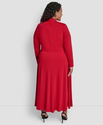 Plus Size Long Sleeve O-Ring Maxi Dress