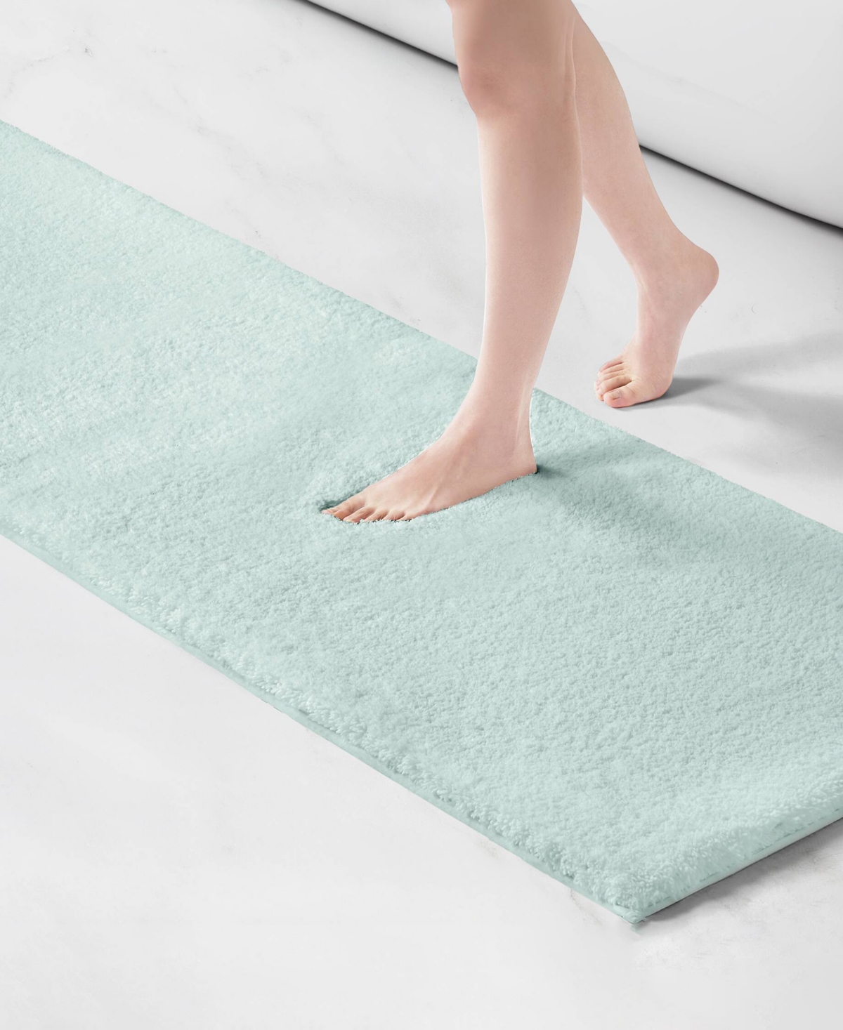 Madison Park Signature Marshmallow Bath Rug, 24" X 72" In Green