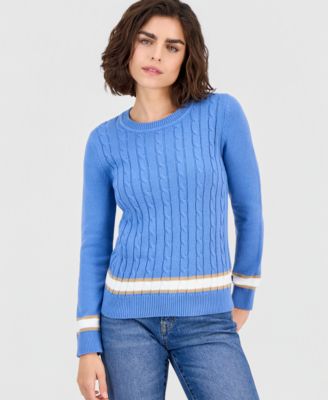 Women's Thick-Tipped Cable-Knit Crewneck Sweater