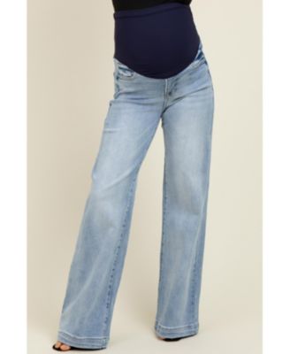 Maternity Light Blue Vintage Wash Wide Leg Jeans