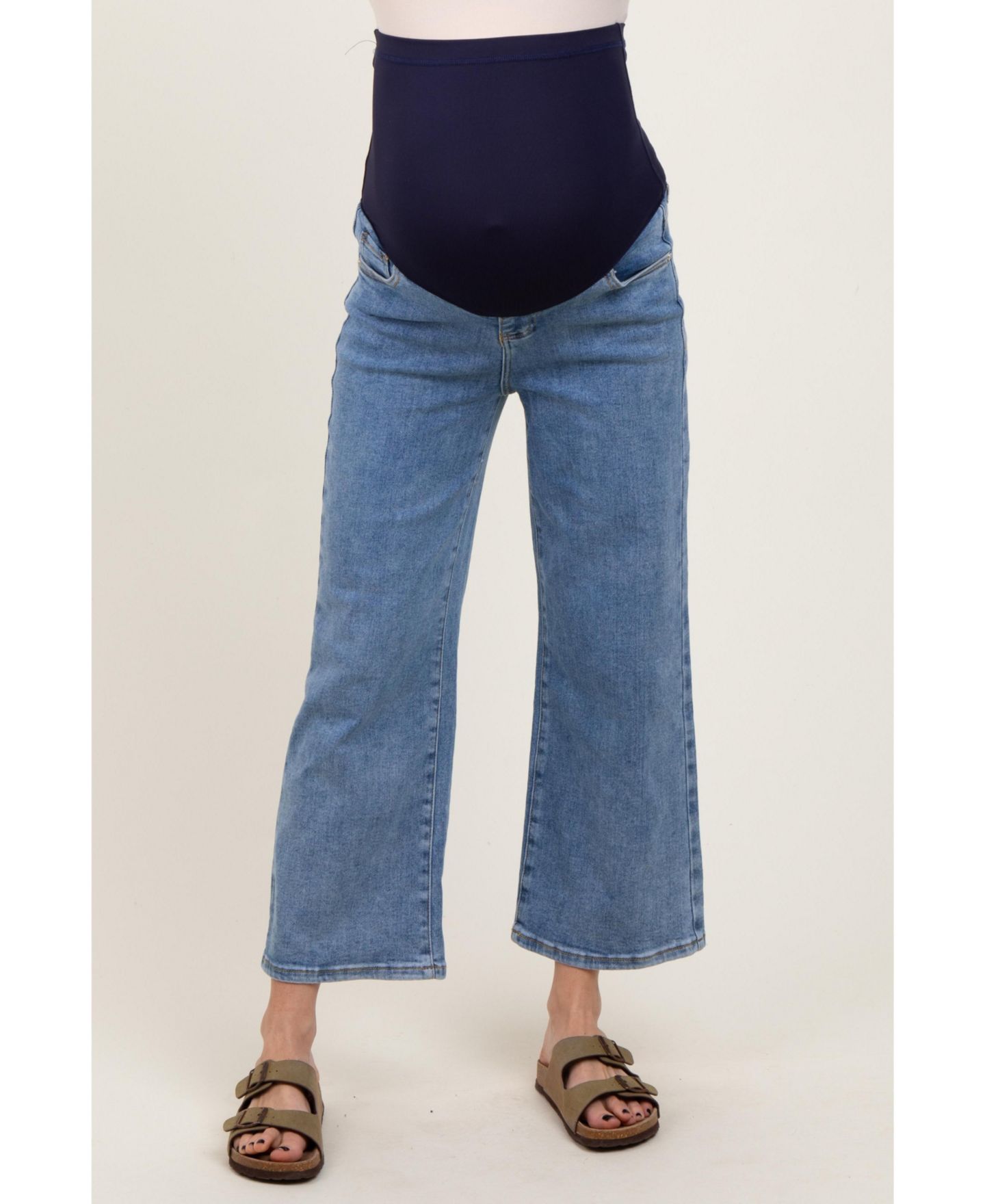 Женские джинсы Pinkblush Light Wash Cropped Denim Jeans, цвет: Синий — фото 1