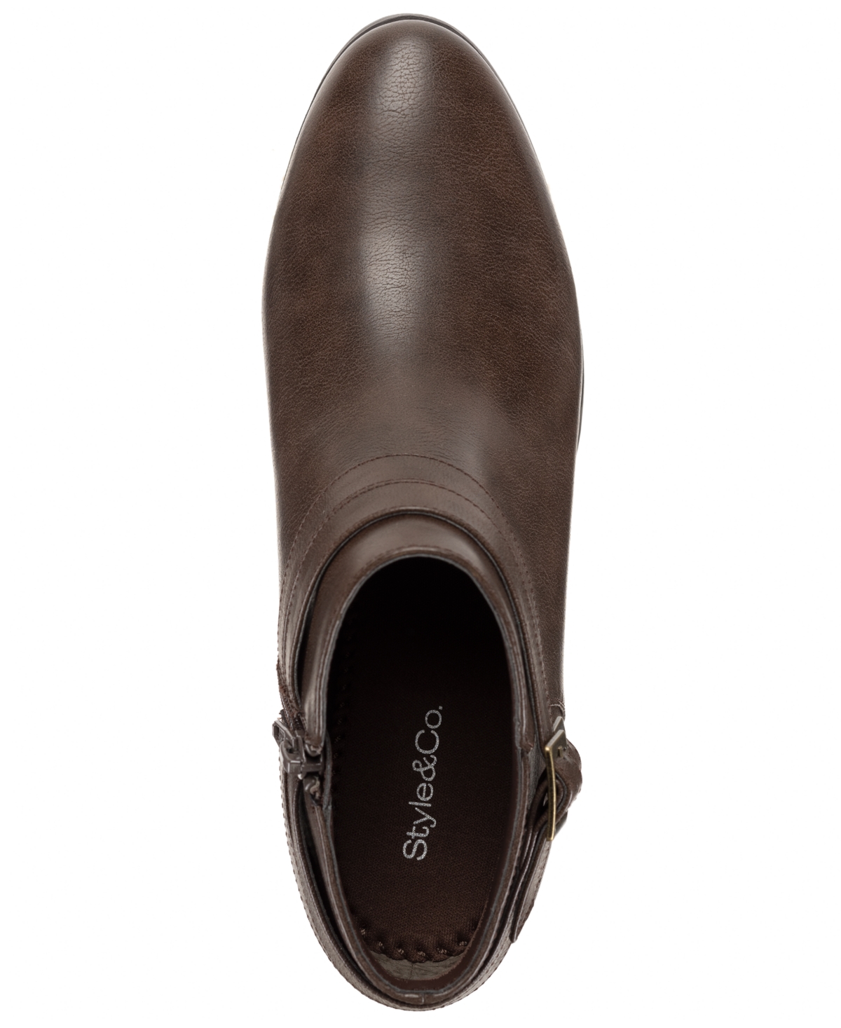 Style & Co Women's Willaa Belted Block Heel Booties, Macy's Exclusive In Brown