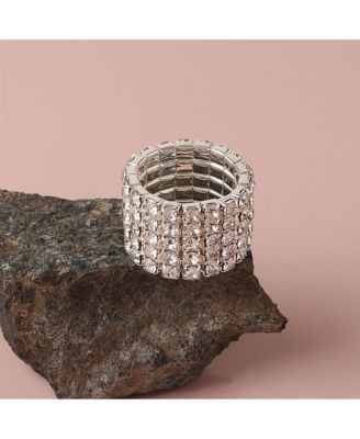 Women's Silver  Bling Strand Band Ring