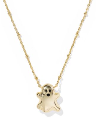 14K Gold Over Brass Ghost Short Pendant Necklace