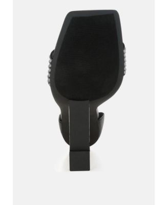 Womens Hashira AB Rhinestone Studded Lace-Up Fantasy Heels