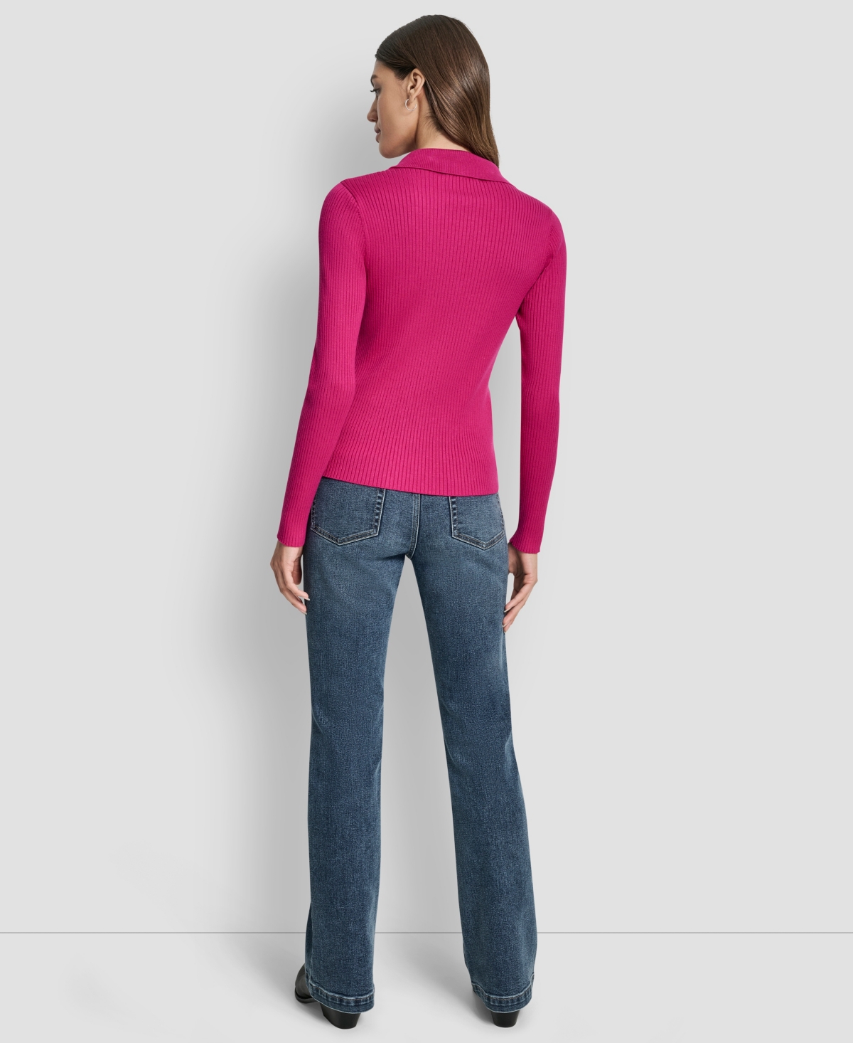 Dkny Jeans Women's Ribbed Long Sleeve Sweater In Pink