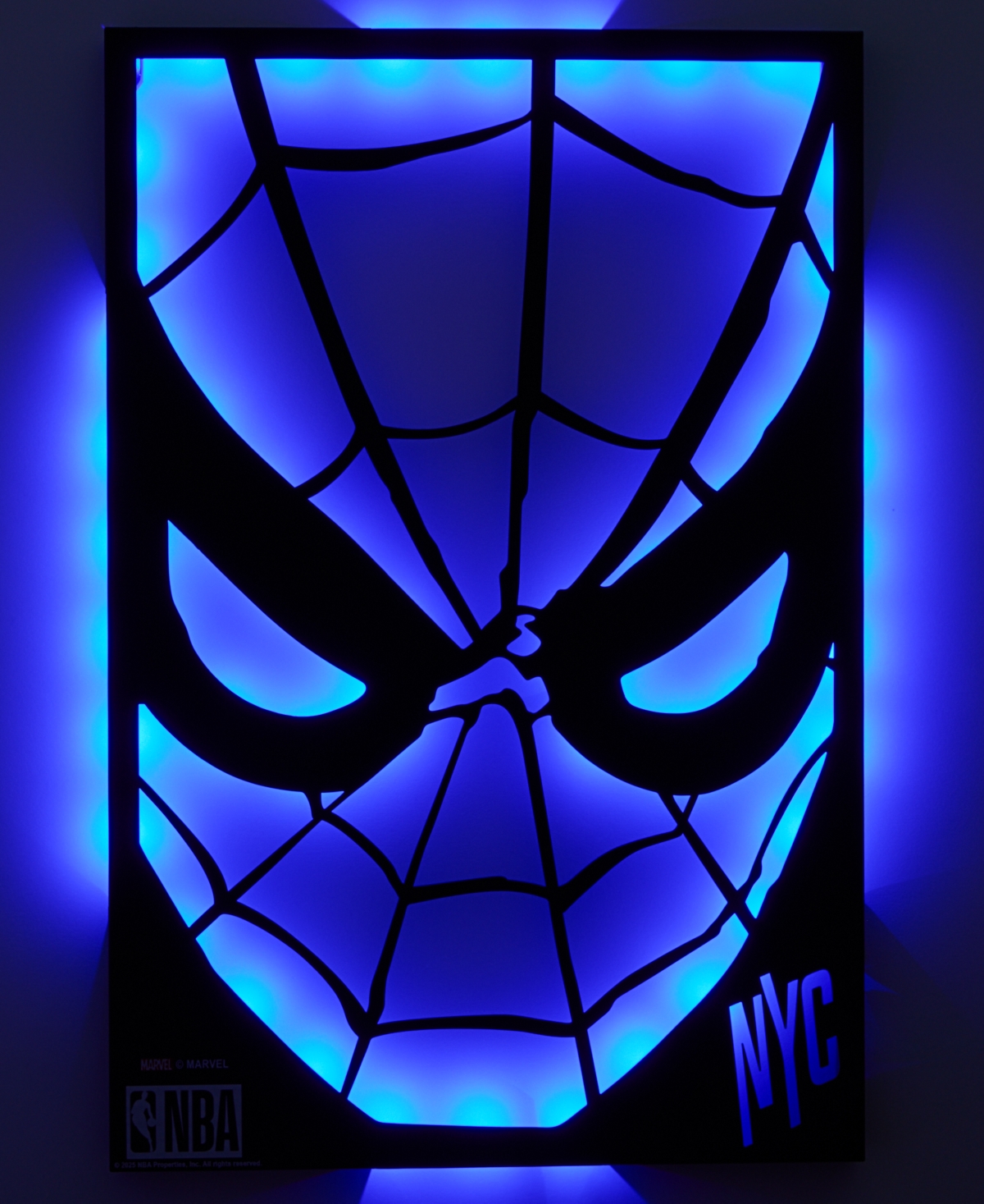 Macy's Marvel X Nba Mounted Color-changing Led Light Laser-cut Spider-man Wall Sign, Macy's Exclusive In Red