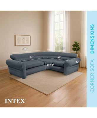 Inflatable Corner Living Room Air Mattress Sectional Sofa Couch, Gray
